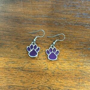 Purple Paw-Print Earrings